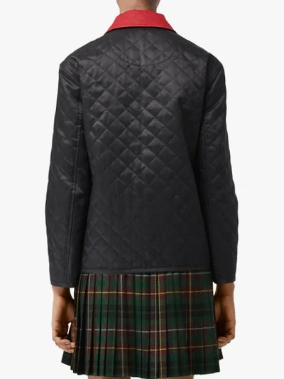 Shop Burberry Diamond Quilted Barn Jacket In Black