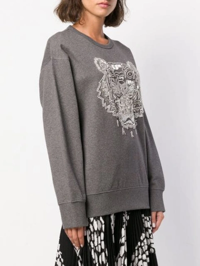 Shop Kenzo Embellished Tiger Sweatshirt In 97 Dark Grey
