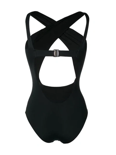 Shop Angelys Balek Cross Front Swimsuit In Black