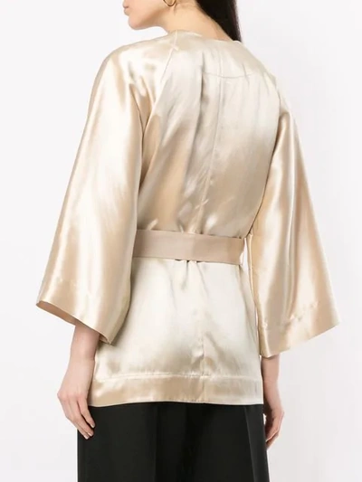 Shop Zero + Maria Cornejo Belted Kimono In Brown