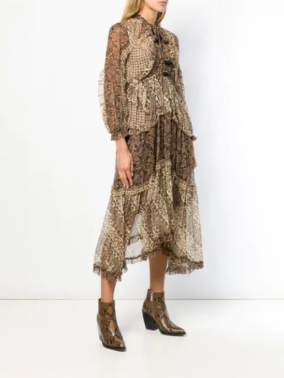 Shop Zimmermann Frilled Loose Dress - Brown