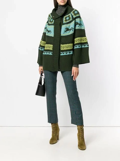 Shop Alberta Ferretti Crochet Cardigan In Green
