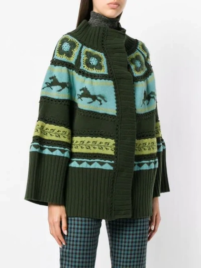 Shop Alberta Ferretti Crochet Cardigan In Green