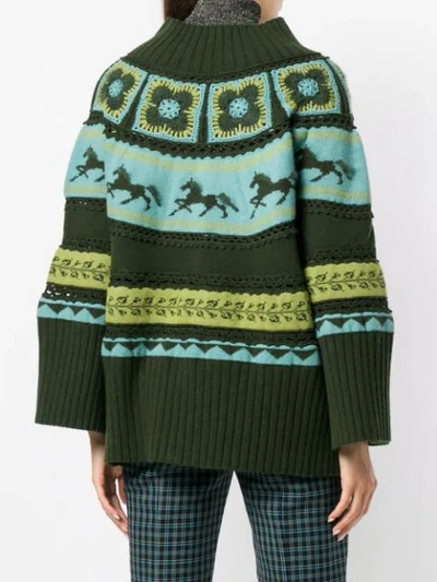 Shop Alberta Ferretti Crochet Cardigan In Green