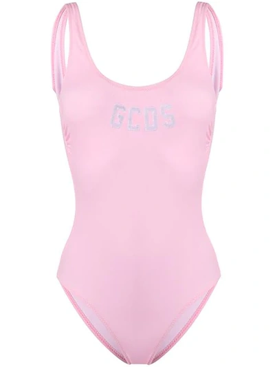 Shop Gcds Logo Swimsuit In Pink