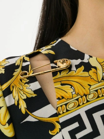 Shop Versace Baroque Print Short Dress In Gold