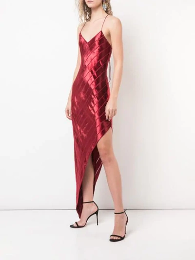 Shop Michelle Mason Asymmetric Bias Cut Dress In Red