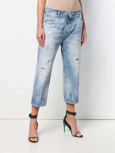 DSQUARED2 CROPPED JEANS - 蓝色