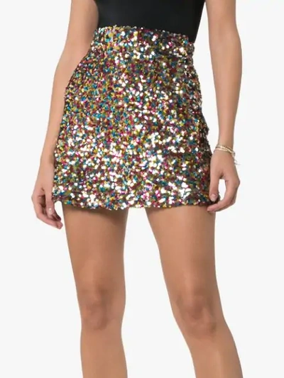Shop Attico Sequin-embellished Mini Skirt In 021 Multicoloured