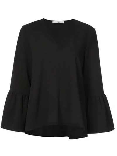 Shop Tibi Bell-sleeves Flared Blouse In Black