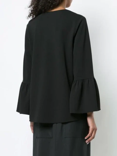 Shop Tibi Bell-sleeves Flared Blouse In Black