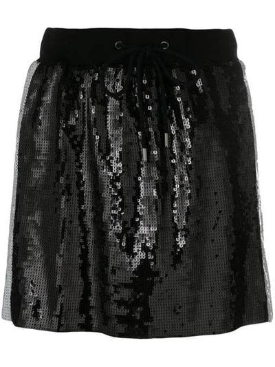Shop Alberta Ferretti Side Stripe Sequin Mini Skirt In Black