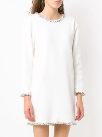 Shop Andrea Bogosian Long Sleeved Appliqué Dress In White