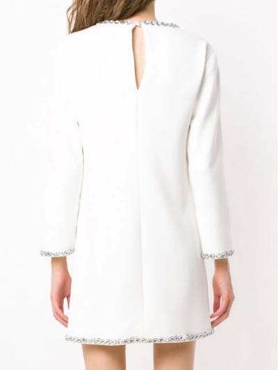 Shop Andrea Bogosian Long Sleeved Appliqué Dress In White