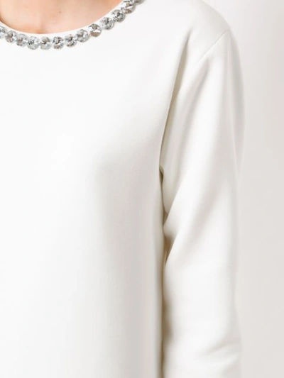 ANDREA BOGOSIAN 长袖缝饰连衣裙 - 白色