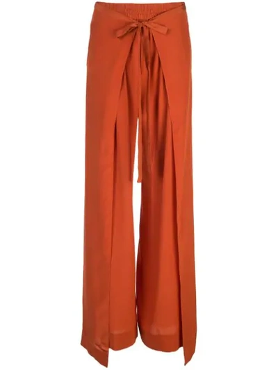 Shop Chloé Wrap-effect Trousers In Orange
