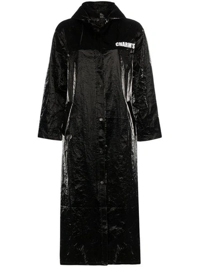 Shop Charm's Eye Print Vinyl Raincoat In Black