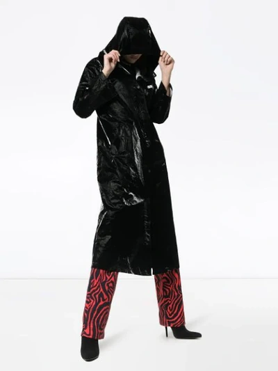 Shop Charm's Eye Print Vinyl Raincoat In Black