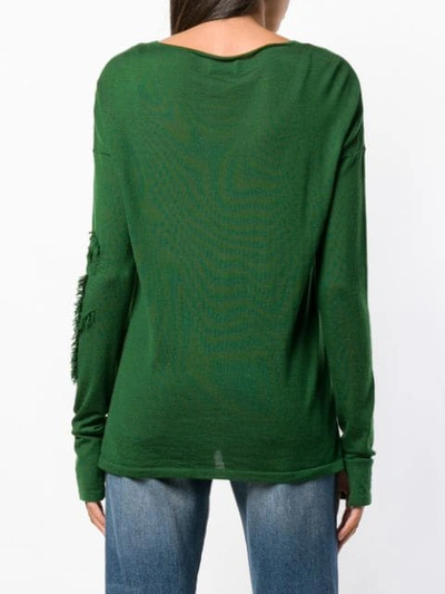 Shop Barrie Fringe Detail Sweater In Green