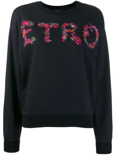 Shop Etro Paisley Logo Print Sweatshirt - Black