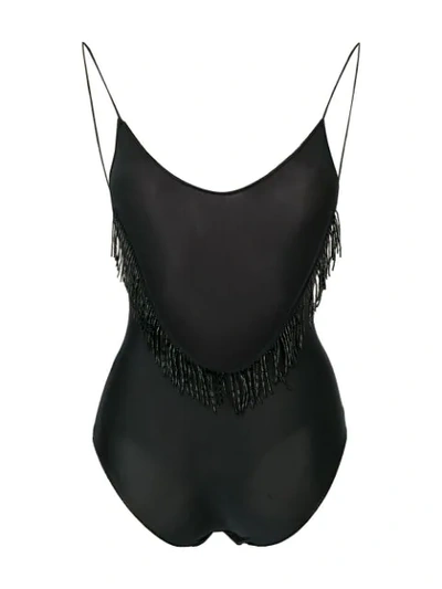 Oseree 'lumière Maillot' Blue Swimsuit With Open Back In Black