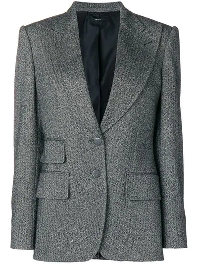 Shop Tom Ford Double-breasted Tweed Blazer In Black