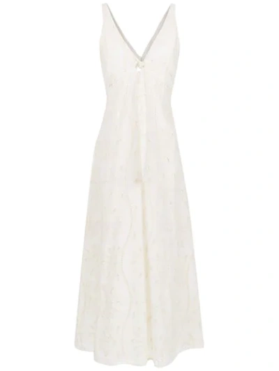 Shop Alcaçuz Long Lace Dress In White