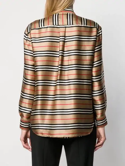 Shop Burberry Double-layer Icon Stripe Shirt In Neutrals