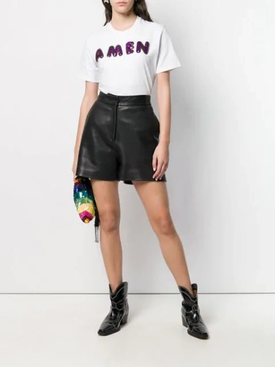 AMEN SEQUIN EMBROIDERED LOGO T-SHIRT - 白色