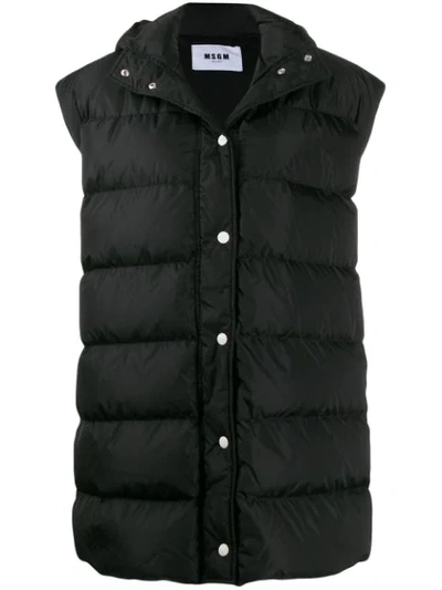 Shop Msgm Sleeveless Puffer Jacket In Black