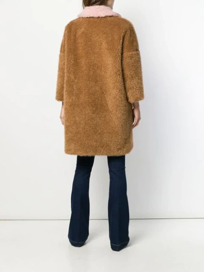 Shop L'autre Chose Faux-fur Midi Coat In Brown