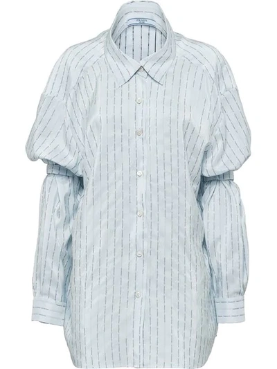 Shop Prada Shoulder Straps Pongé Shirt In Blue