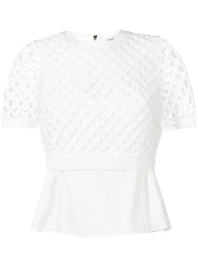 Shop Kenzo Short Sleeved Crochet Top In White