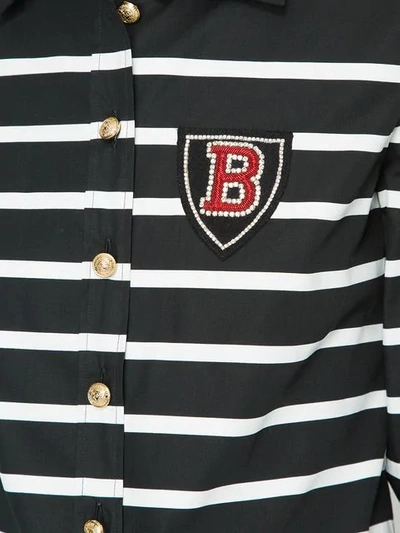 Shop Balmain Striped Shirt In C5101 Noir+blanc