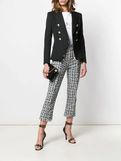 BALMAIN HIGH-WAISTED TWEED TROUSERS - 蓝色