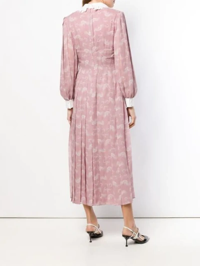 Shop Fendi Pleated Longsleeved Dress In Pink