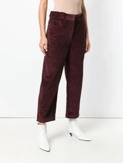 Shop Cedric Charlier Cropped Corduroy Trousers In Red