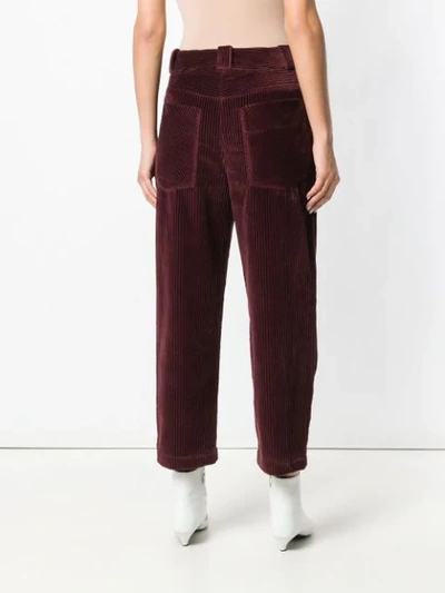 Shop Cedric Charlier Cropped Corduroy Trousers In Red