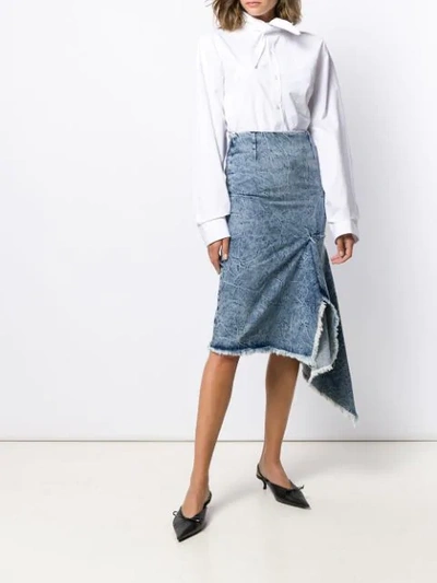 Shop Balenciaga Asymmetrical Godet Skirt In Blue