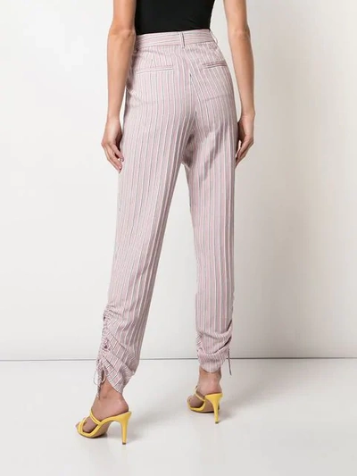 Shop Tibi Shirred Straight Leg Trousers In Dusty Pink Multi