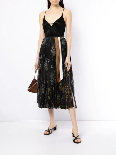 Shop Mame Floral Print Pleated Skirt In Black