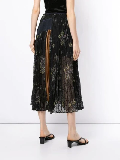 MAME FLORAL PRINT PLEATED SKIRT - 黑色
