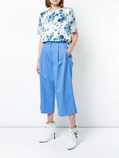 Shop Adam Lippes Pleated Culottes In Blue
