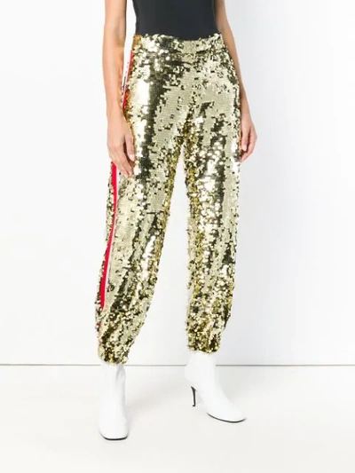 Shop Msgm Sequins Embellished Loose Trousers - Metallic