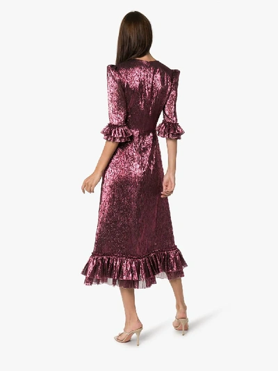 Shop The Vampire's Wife Falconetti Fluted Sleeve Dress In Pink