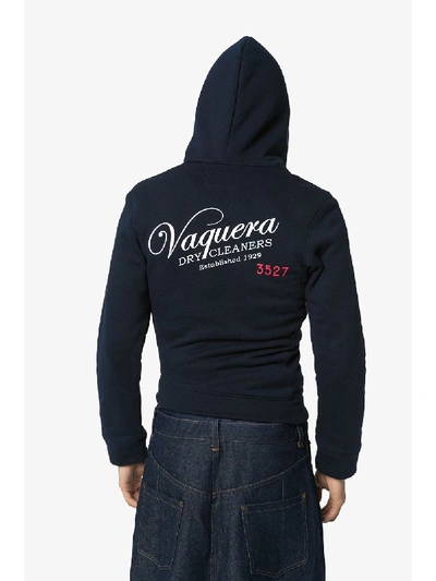 Shop Vaquera Asymmetric Printed Back Hoodie In Black