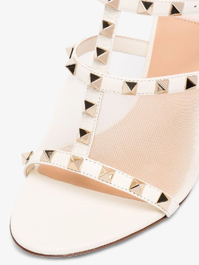 Shop Valentino White  Garavani Rockstud 105 Leather Sandals