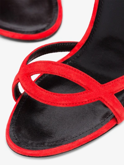 Shop Fabrizio Viti Red Nina 100 Bow Embellished Suede Sandals