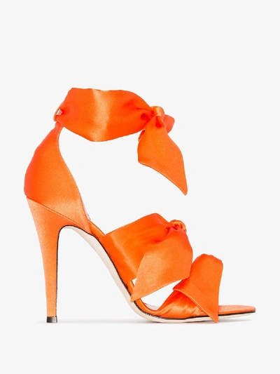 Shop Gia Couture Orange Katia 120 Bow Sandals