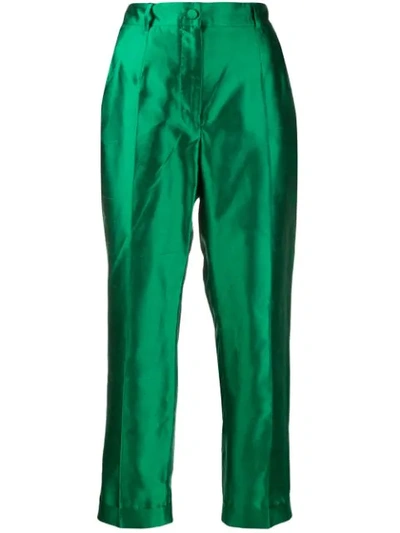 Shop Dolce & Gabbana Cropped Trousers In Green